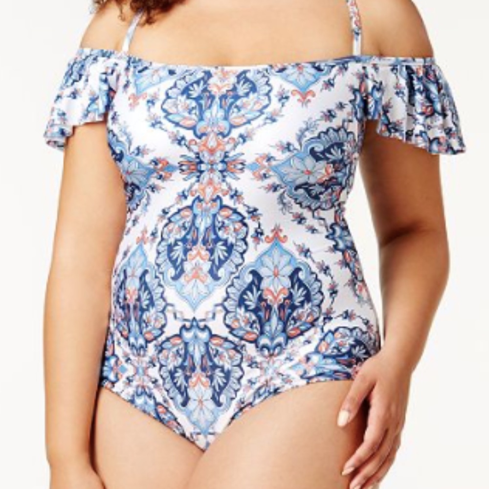 Becca Plus Size Naples Off-The-Shoulder One-Piece